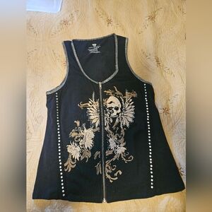 Women's Black Skull Graphic Tank Top